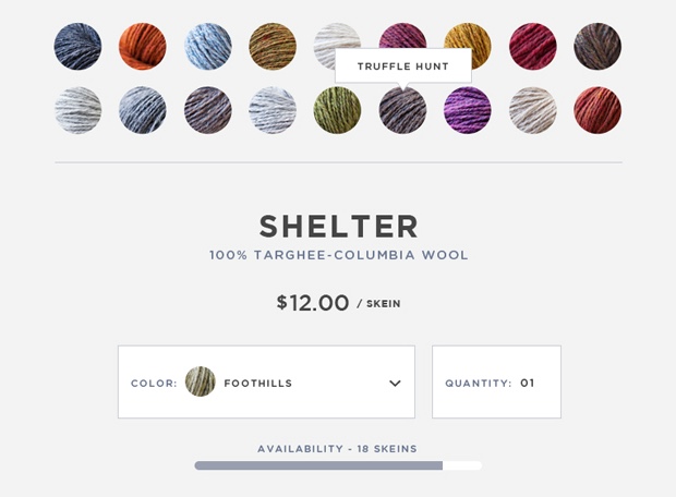 Screenshot of Brooklyn Tweed website - Yarn page