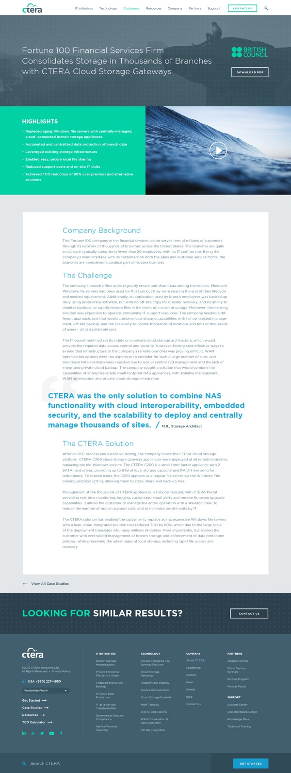 Screenshot of CTERA website - Blog post page