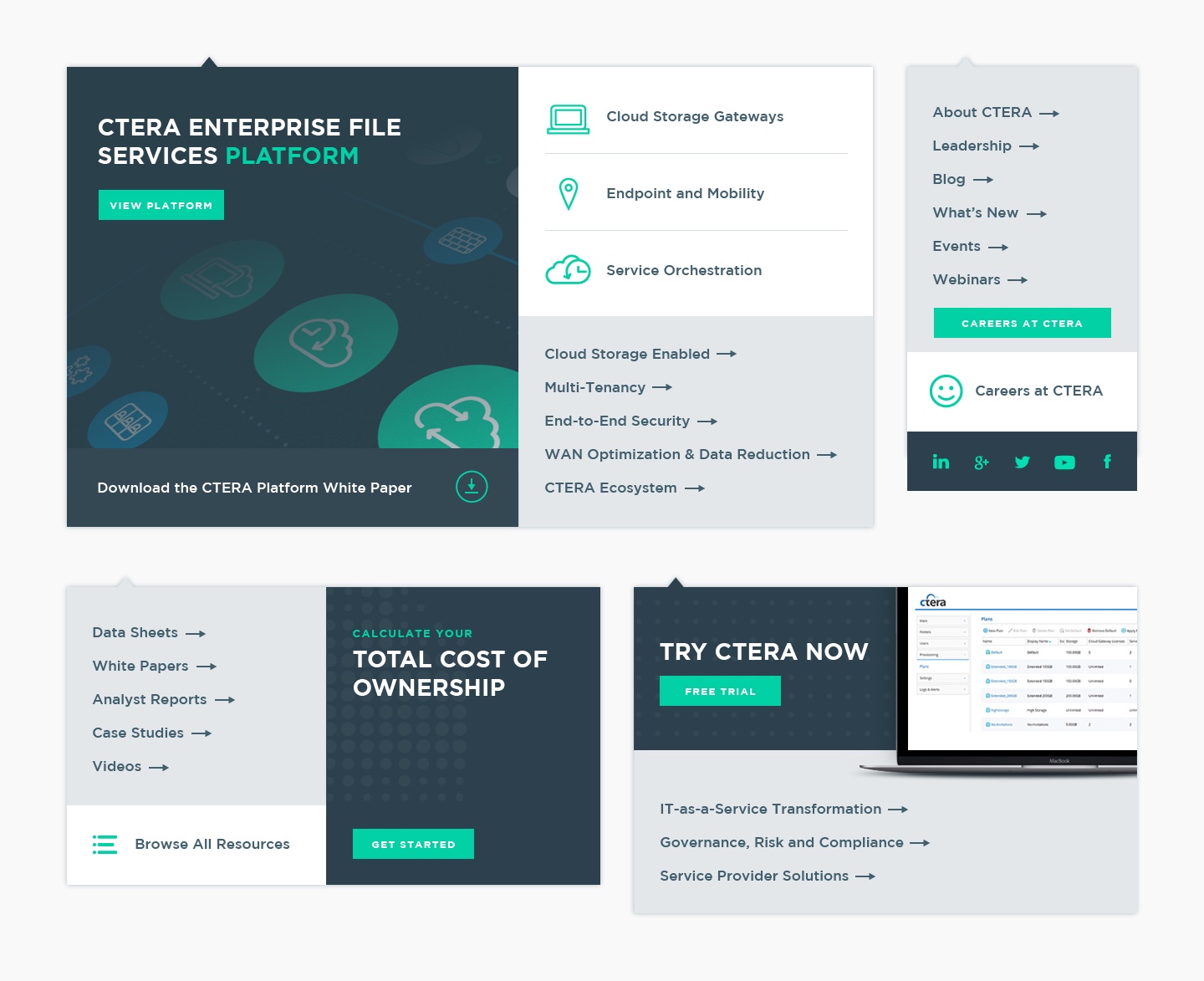 Screenshot of CTERA website elements
