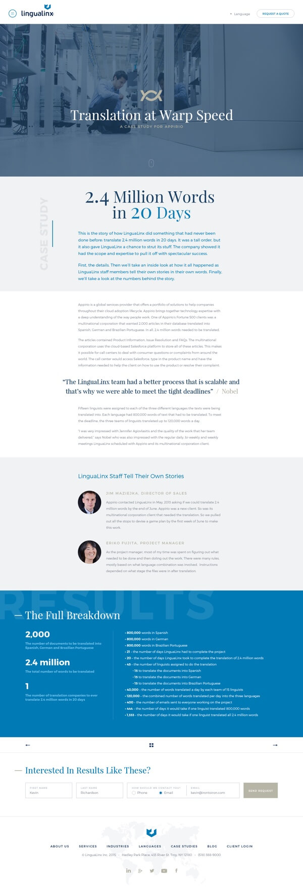Screenshot of Lingualinx website - Case Study page