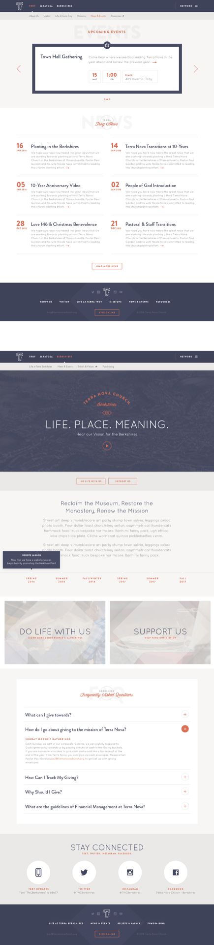 Screenshots of Terra Nova Church website