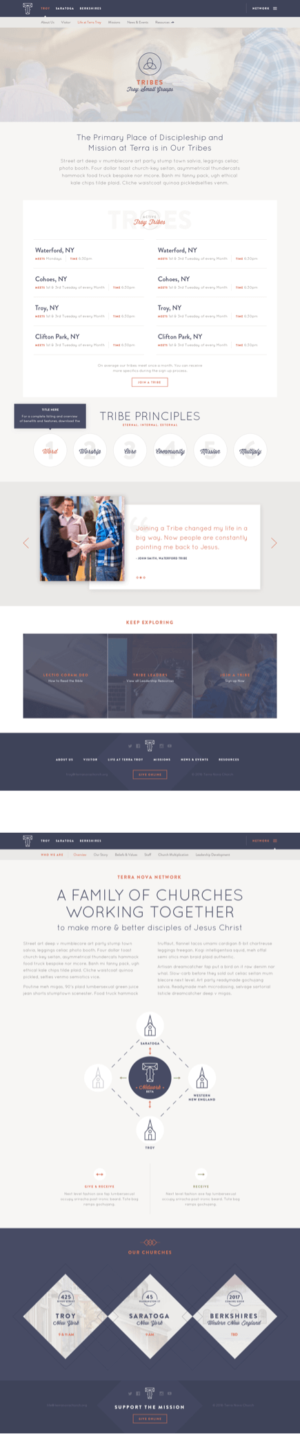 Screenshots of Terra Nova Church website